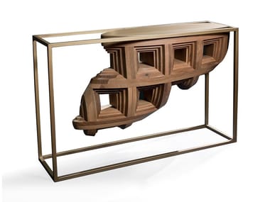 REBUS - Rectangular walnut console table by Fratelli Boffi