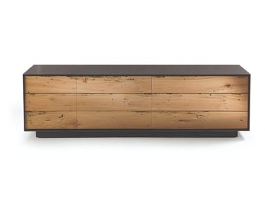 Rialto - Sideboard in solid wood and blockboard with iron frame (Request Info).