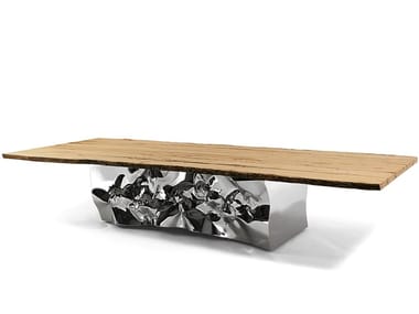 RIFLESSI IN LAGUNA - Rectangular table with briccola top and steel base (Request Info).