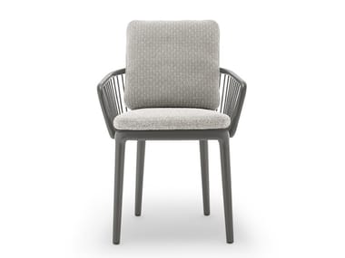ROLF BENZ 232 YOKO - Upholstered aluminium garden chair with armrests (Request Info).