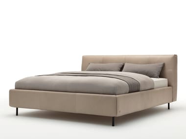 ROLF BENZ 50 - Leather double bed with upholstered headboard (Request Info).