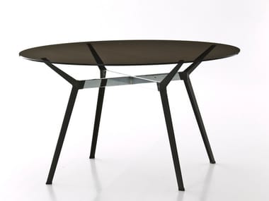 PYLON - Round crystal and steel table (Request Info).