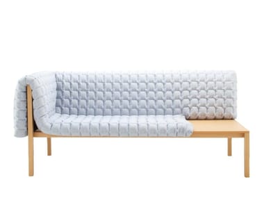 RUCHÉ - Upholstered fabric bench with back (Request Info).