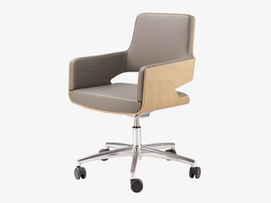S 845 DRW / PVDRW - Leather office chair with castors with armrests with 5-Spoke base (Request Info).