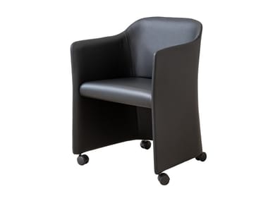 SAN SIRO - Upholstered leather easy chair with castors (Request Info).