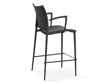 SAND - High leather stool with armrests (Request Info).