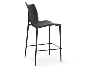 SAND - High leather stool with back (Request Info).