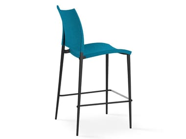SAND - High upholstered fabric stool with back (Request Info).