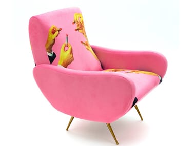 LIPSTICK PINK - Fabric armchair with armrests (Request Info).