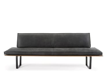 SEQUOIA - Upholstered leather bench with back (Request Info).