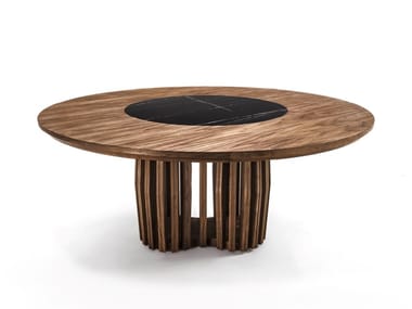 SHANG - Round solid wood table with Lazy Susan (Request Info).