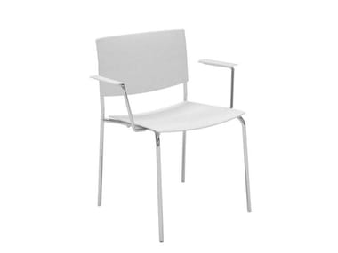 SIT SO1202 - Stackable open back technopolymer chair with armrests (Request Info).