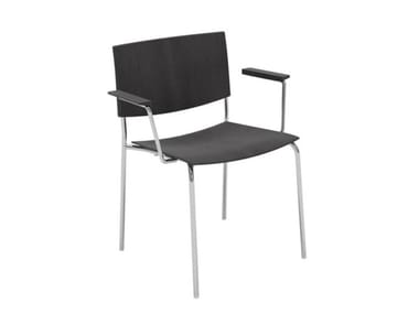 SIT WOOD SO1208 - Stackable open back oak chair with armrests (Request Info).