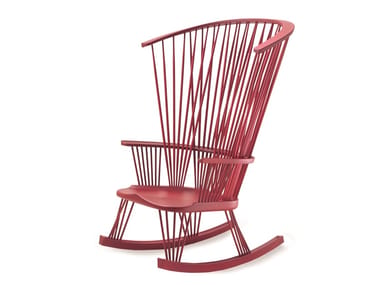 SITLALI - Rocking high-back solid wood armchair by Fratelli Boffi