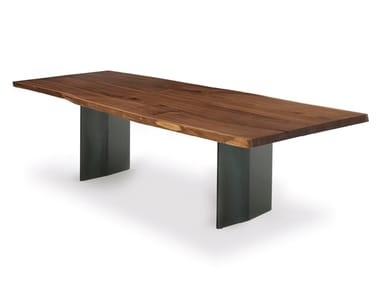 SKY-NATURA PLANK - Rectangular table with solid wood top and iron base (Request Info).