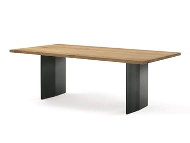 SKY-NATURA SQUARED - Rectangular table with solid wood top and iron base (Request Info).