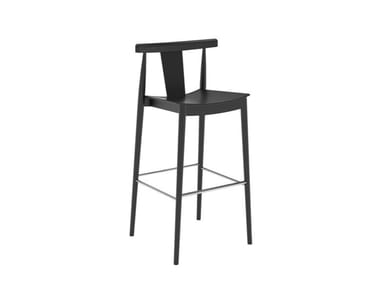SMILE BQ0337 / BQ0348 - High beech stool with back with footrest (Request Info).