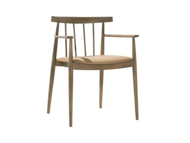 SMILE SO0334 - Open back beech chair with armrests with integrated cushion (Request Info).