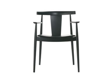 SMILE SO0336 - Open back beech chair with armrests with integrated cushion (Request Info).