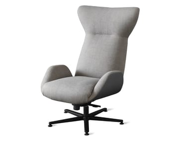 SOHO GIREVOLE - High-back fabric armchair with armrests (Request Info).