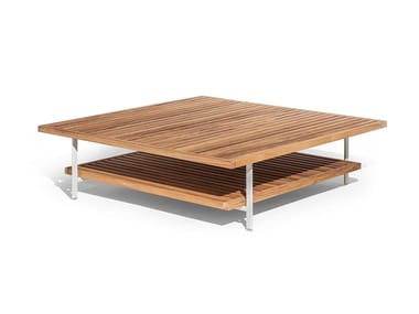 SOLARIA - Low square teak garden side table (Request Info).