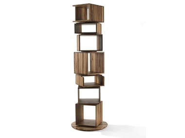 STEP BY STEP - Open swivel walnut solid wood bookcase (Request Info).
