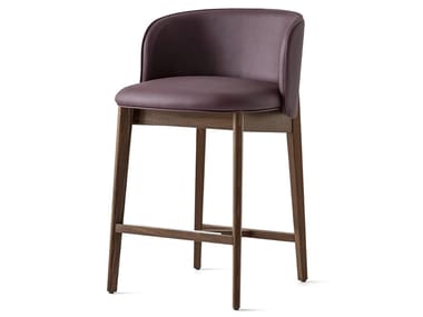 ABREY - High leather stool with back (Request Info).