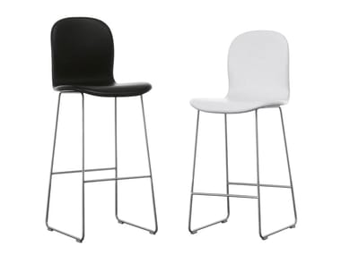 TATE - Upholstered stackable leather or fabric stool (Request Info).