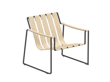 STRAPPY - Sled base fabric easy chair with armrests (Request Info).