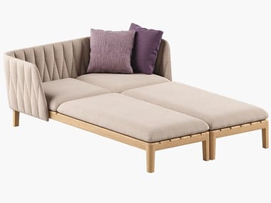 CALYPSO LOUNGE - Fabric and teak sun lounger (Request Info).
