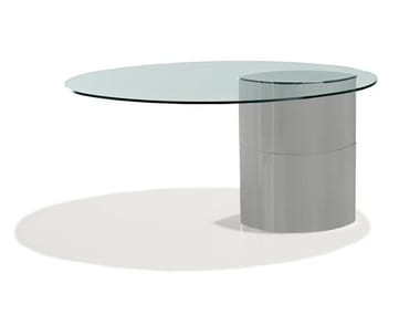 Lunario - Oval glass and steel table (inquiry for quote).