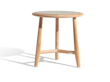 THE SECRET GARDEN - Round teak high side table (Request Info).