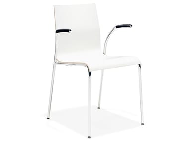NOA III - Stackable melamine training chair with armrests (Request Info).