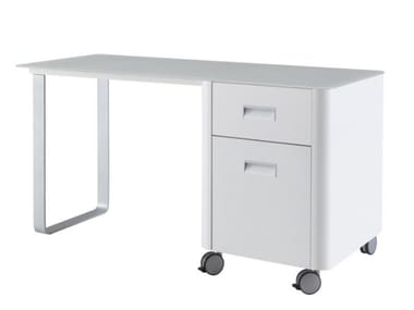 TRAVEL STUDIO - Rectangular laminate writing desk with drawers (Request Info).