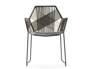 TROPICALIA - Polymer cord woven chair with armrests (Request Info).