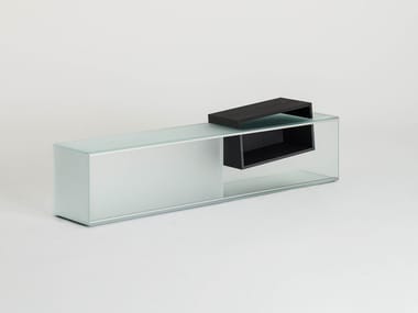 DRIFT - Low crystal TV cabinet with sliding doors (Request Info).