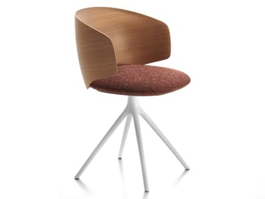 UNIVERSAL COLLECTION - Swivel trestle-based wooden chair with integrated cushion (Request Info).