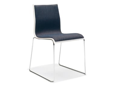 NOA I - Sled base upholstered stackable melamine training chair (Request Info).
