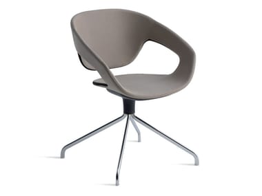 VAD GIREVOLE IMBOTTITA - Swivel upholstered trestle-based chair (Request Info).