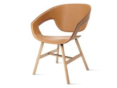 VAD WOOD CUOIETTO - Tanned leather chair with armrests (Request Info).