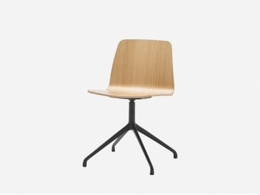 VARYA WOOD - Swivel trestle-based oak office chair by Inclass