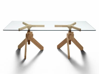VIDUN - Rectangular wood and glass table (Request Info).