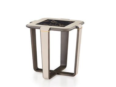 VINE - Square solid wood and leather coffee table by Turri