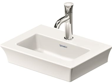 WHITE TULIP - Rectangular single wall-mounted ceramic washbasin by Duravit