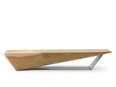 WEDGE - Solid cedarwood bench with iron base (Request Info).