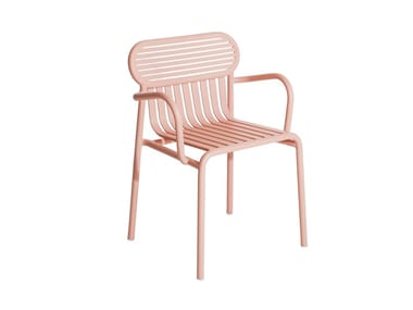 WEEK-END - Stackable powder coated aluminium chair with armrests (Request Info).