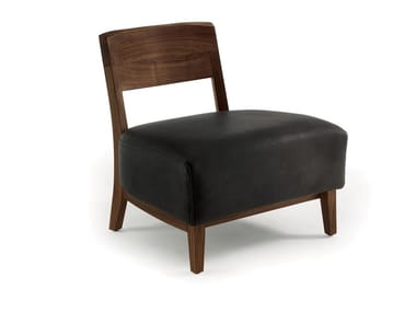 WILMA - Solid wood easy chair with leather seat (Request Info).