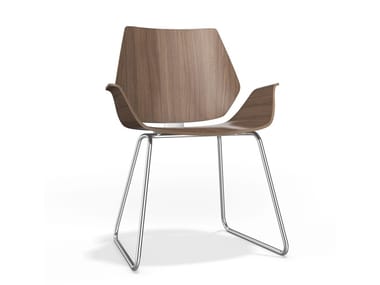 CENTURO I - Sled base wooden chair with armrests (Request Info).