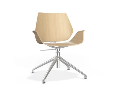 CENTURO IV - Swivel height-adjustable wooden chair with armrests (Request Info).