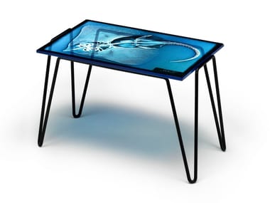 XRAYDIO - Rectangular crystal and steel side table (Request Info).